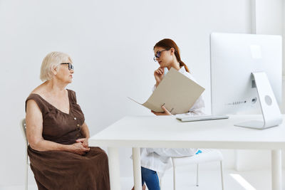 Woman working on table