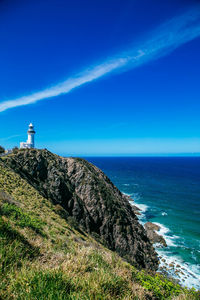 Scenic view of sea against blue sky