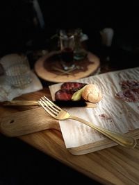 Close-up of food on table