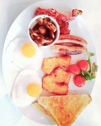 Close-up of breakfast in plate