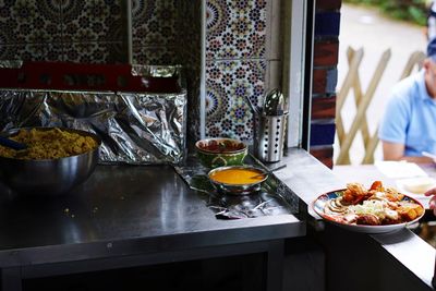 Close-up of food on table