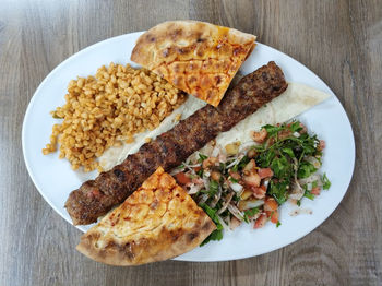 High angle view of meal served in plate