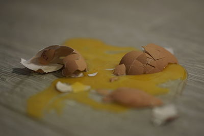 Close-up of yellow bread on table