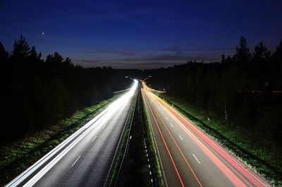 Light trails on highway at night