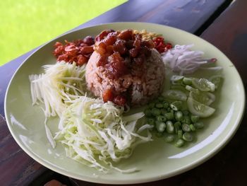 High angle view of meal served in plate