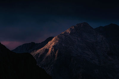 Panoramic view of mountain range against sky