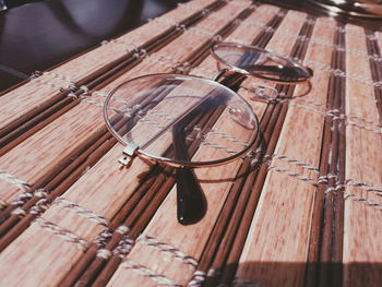 High angle view of shopping cart on table