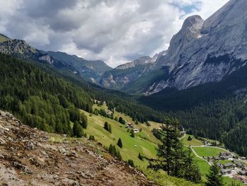 Scenic view of landscape and mountains against sky