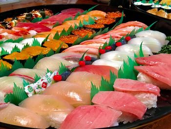 Close-up of sushi in plate