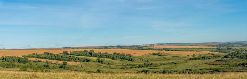 Panoramic photo of the landscape from the elevation to the floodplain of the river