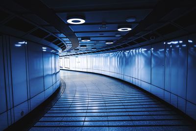 Empty illuminated walkway