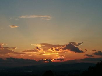 Scenic view of mountains at sunset