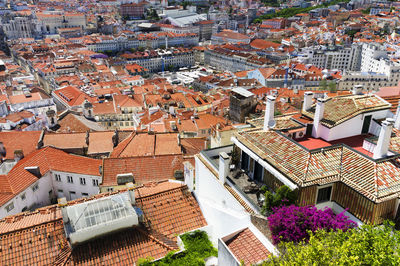 High angle view of residential district