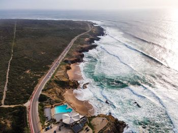 High angle view of beach