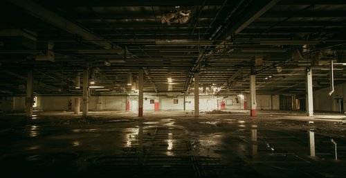 Interior of empty parking lot