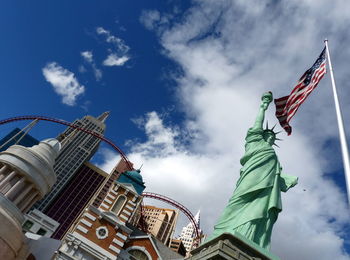 Low angle view of lady liberty against sky las vegas