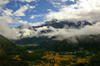 Scenic view of mountains against sky