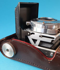 Close-up of old kodak tetina camera part