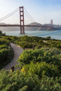 View of suspension bridge against sky