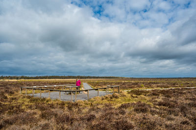 Female visitor at moorland lille vildmose near dokkedal, northern jutland