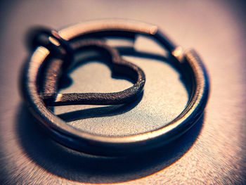 Close-up of heart shape on table