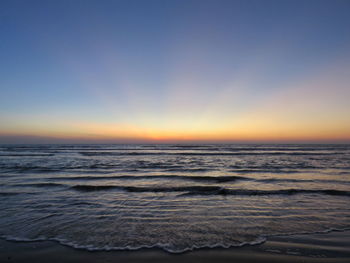 Scenic view of sea at sunset