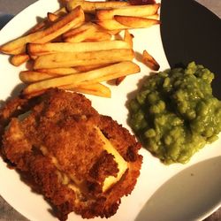 High angle view of meal served in plate