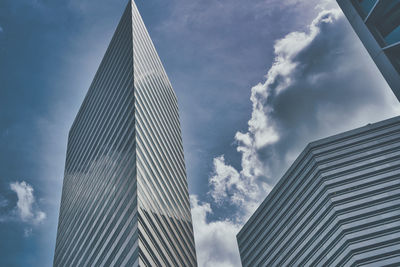 Low angle view of modern buildings against sky