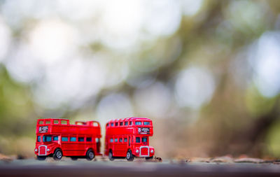 Close-up of toy car