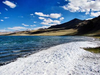 Scenic view of lake against sky