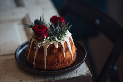 Close-up of cake on table