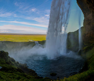 Scenic view of waterfall