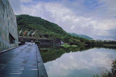 Scenic view of lake against sky