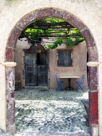 Closed door of old building