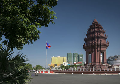 View of buildings against clear sky