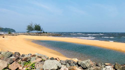 Scenic view of beach against sky