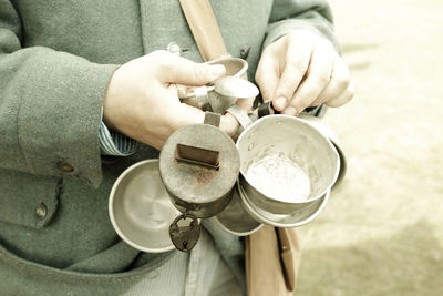 Close-up of man holding ice cream