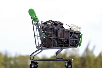 Low angle view of bicycle against sky