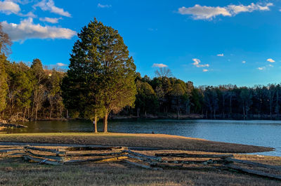 Scenic view of lake against sky