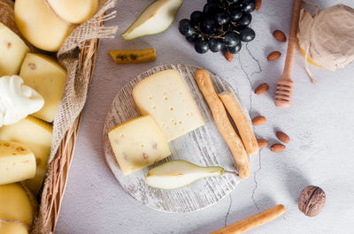 High angle view of food on table