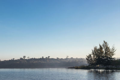 Scenic view of lake against clear sky