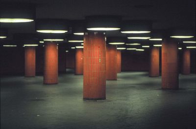 Interior of empty parking lot