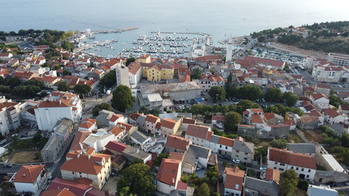 High angle view of buildings in city