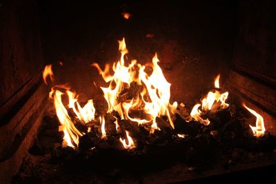 Close-up of bonfire at night