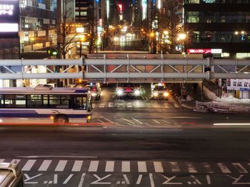 View of city street at night