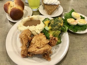 High angle view of meal served in plate