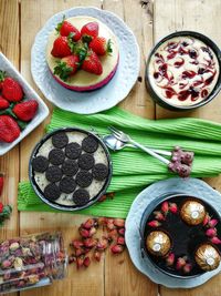 High angle view of fruits in bowl on table