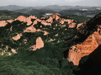 High angle view of rocks on mountain