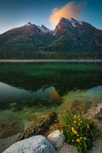 Scenic view of lake against sky