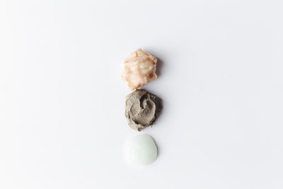High angle view of dessert against white background